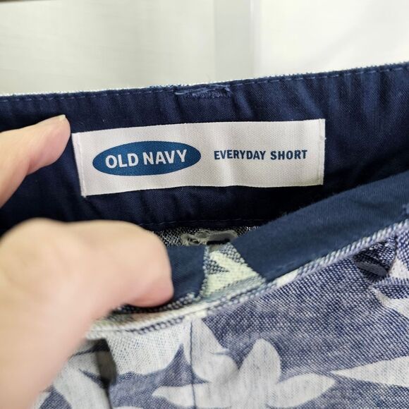 Old Navy Blue Floral Linen Blend Everday Shorts Size 12 - Picture 5 of 8